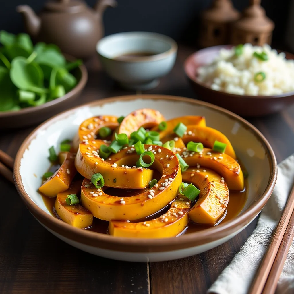 Vegan Chinese Kabocha Squash Dish with Fresh Ingredients