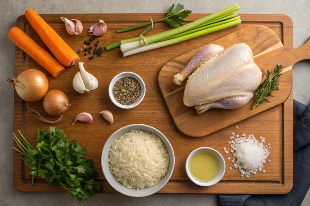 an artistic flat lay of all ingredients needed for1 1