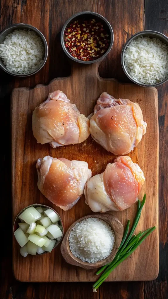 Ingredients for creamy chicken and rice recipe

