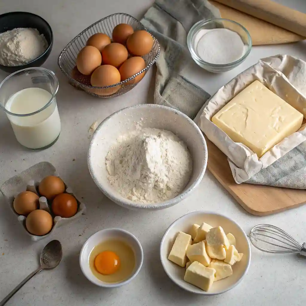 Ingredients for traditional gipfeli recipe