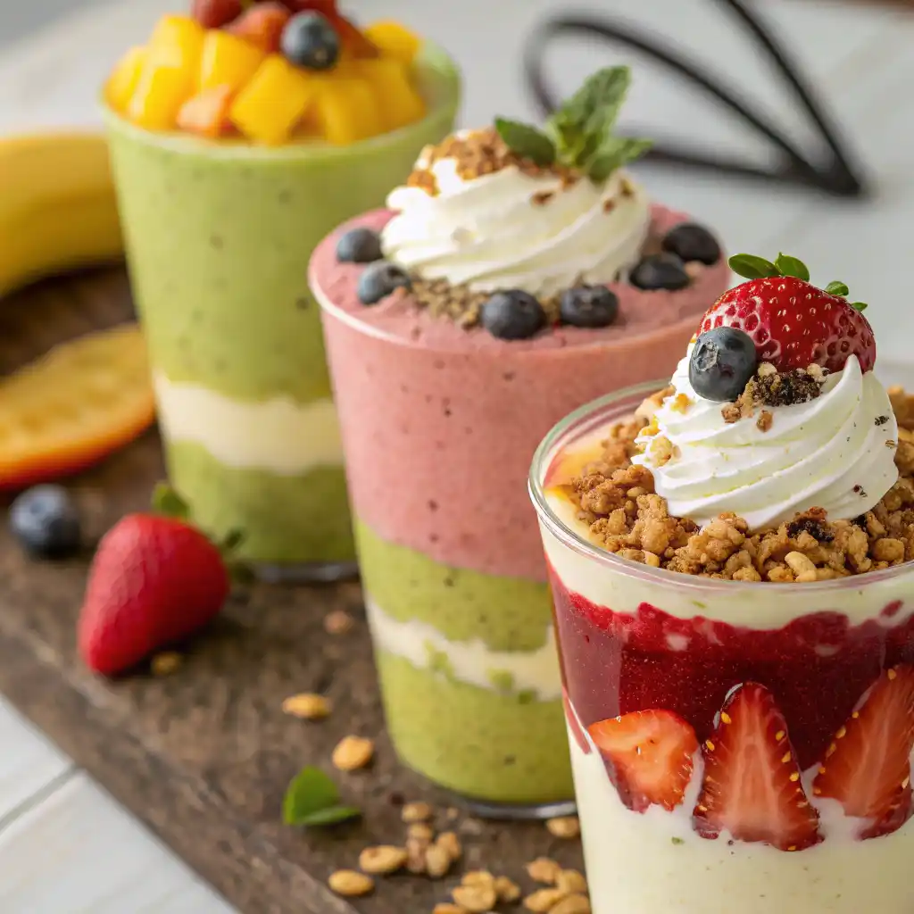 a couple of green smoothie at local smoothie spot